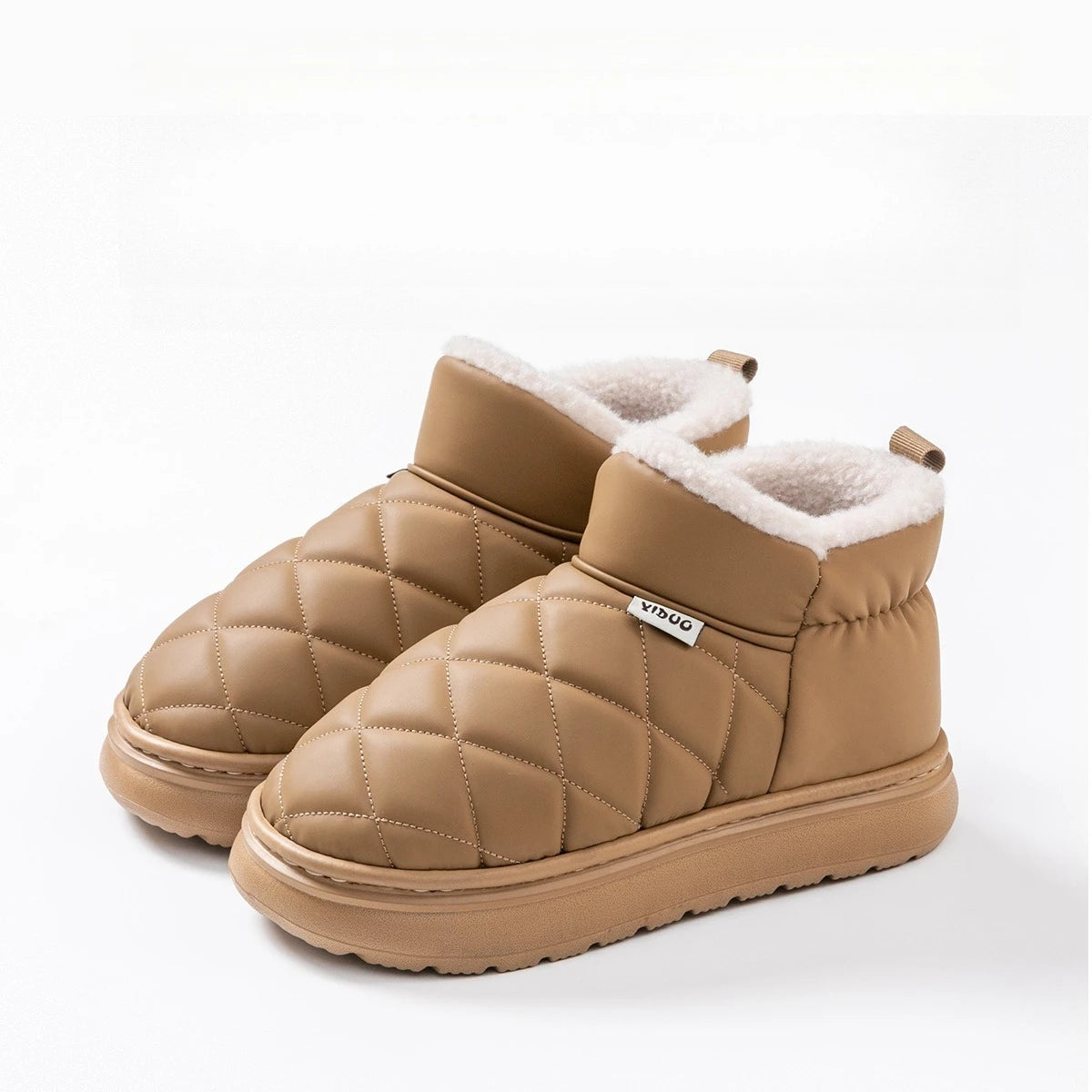 Waterproof Slip Resistant Winter Snow Boots Women Outdoor Traction Sole With Fur Lining Platform Cozy Slip On Slipper Shoes