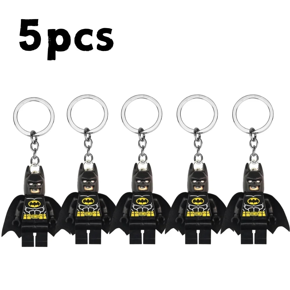 Kawaii  Building Block Minifigure Keychain,Iron Man Spider-Man Superman Key Ring,Backpack Pendant,Birthday Gift