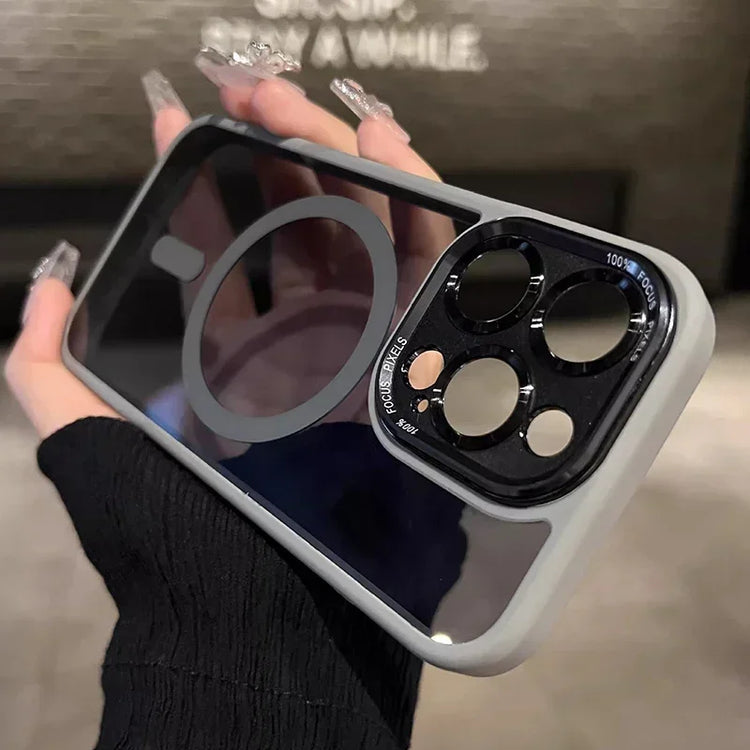 Magnetic Metal Lens Bumper Protector Clear Case For iPhone 17 16 18 15 14 13 12 11 Pro Max Funda Wireless Charge Hard Back Cover