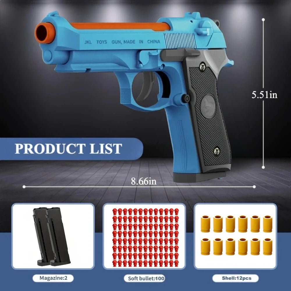 USP Shell Ejecting Soft Bullet Toy Gun Automatic Pull Back Action Shell Throwing Continuous Firing Shooting Games Christmas Gift