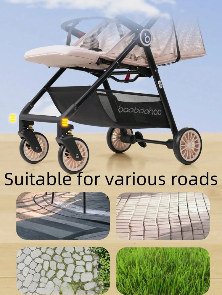 Portable Baby Stroller Lightweight Foldable Sit-Lie down Mesh Design Cool Breathable for Comfortable Riding