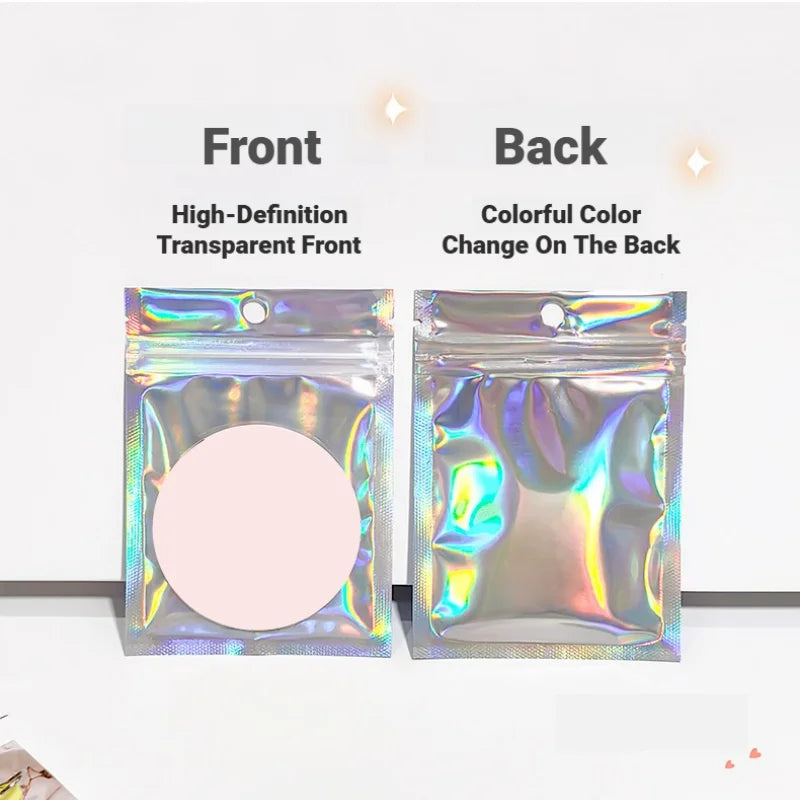 Holographic Resealable Ziplock Mylar Bags For Candy Tea Jewelry And Beauty Item Storage