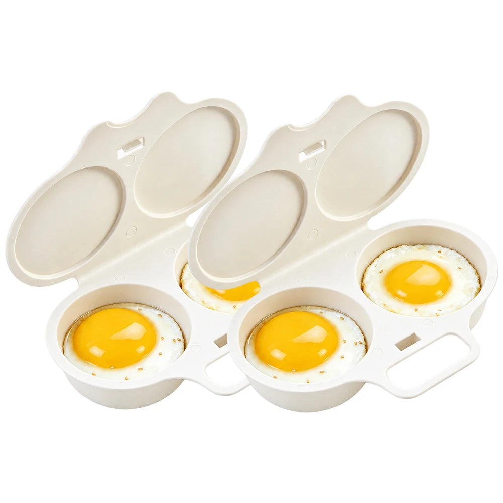 iLMH Microwave Egg Cooker, BPA Free Non Stick Dual Cavity Egg Poacher, Quick Oil Free Breakfast Maker for Home Kitchen Dorm