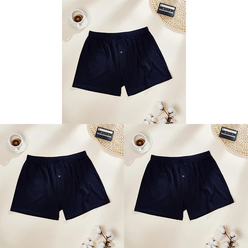 3PCS Cotton Soft Aloe Pants Breathable Comfortable Men's Underwear Home Leisure Loose Men's Panties Soft Seamless Boxer Briefs
