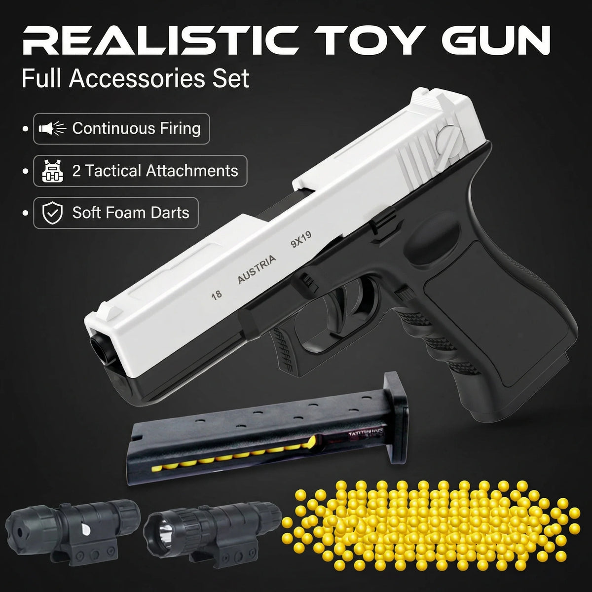 G18 Plastic Toy Gun Fires Powerful and Long-Range Soft Rubber Bullets Outdoor Sports Shooting Game Props