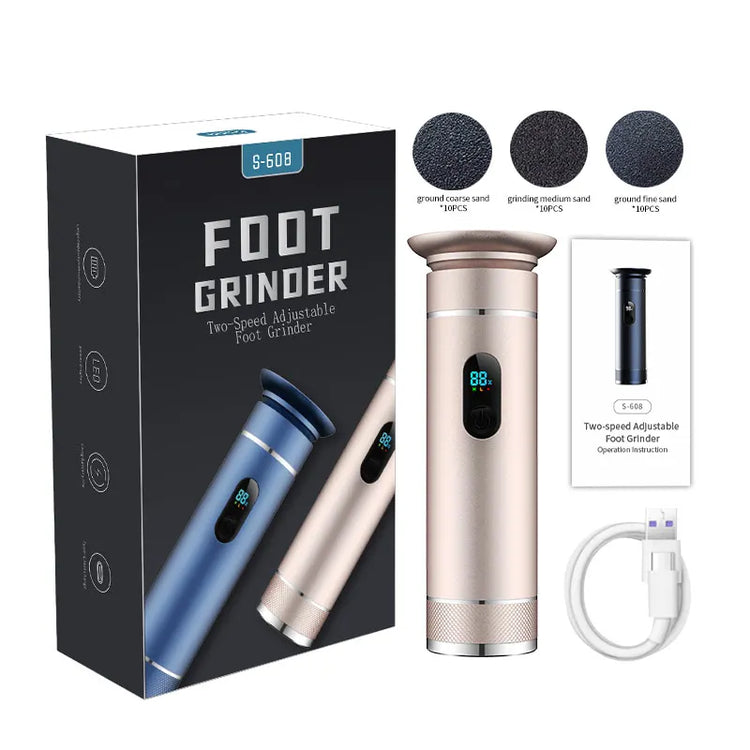 Aluminum Alloy Electric Foot Grinder Dual Power Type-C/Battery Callus & Dead Skin Remover Pedicure Tool for Smooth Feet