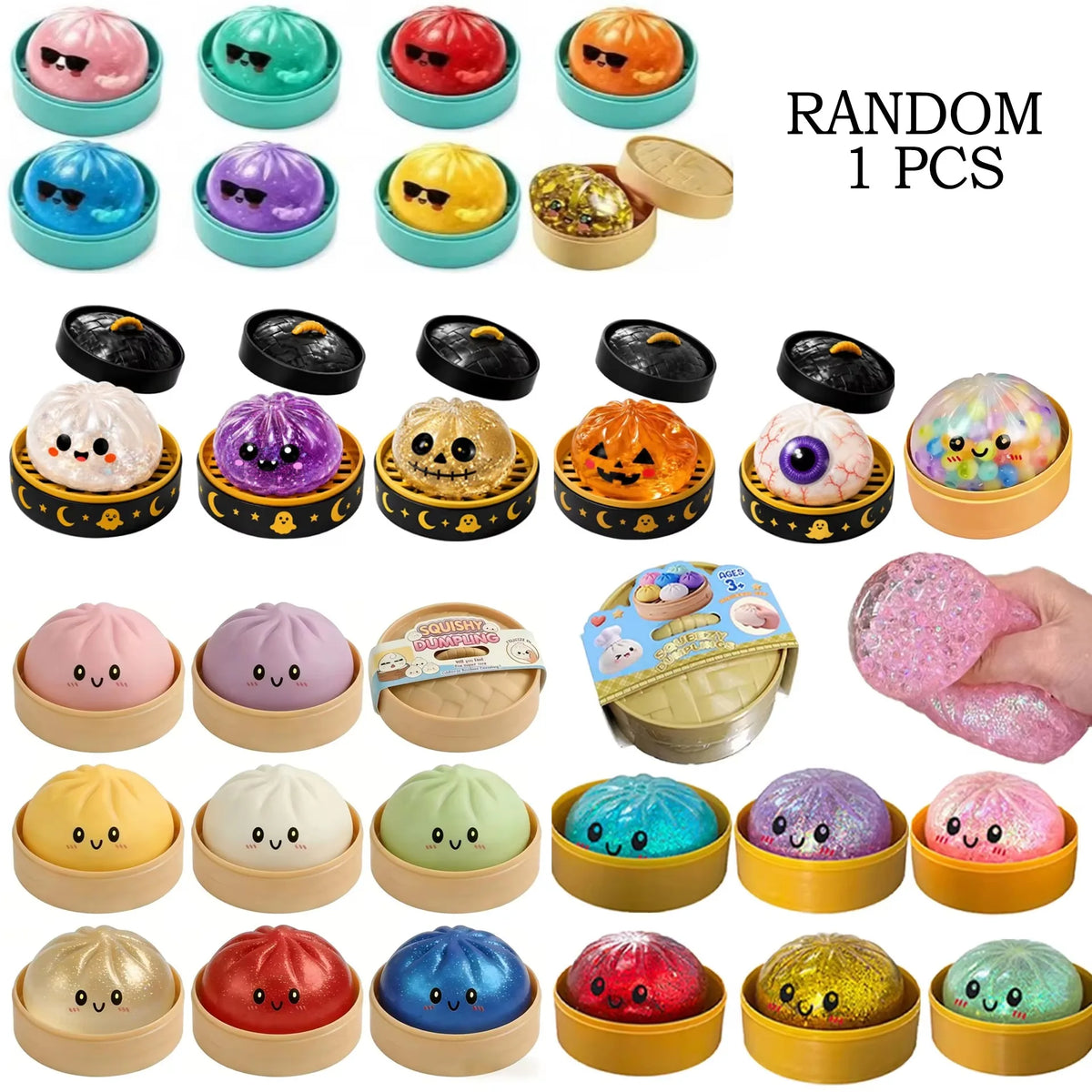 8.5cm Halloween Giant Dumpling Squishy Surprise Blind Box Buy 10 Guarantee 1 Gold Bar Slow Rebound Fidget Toy Adults