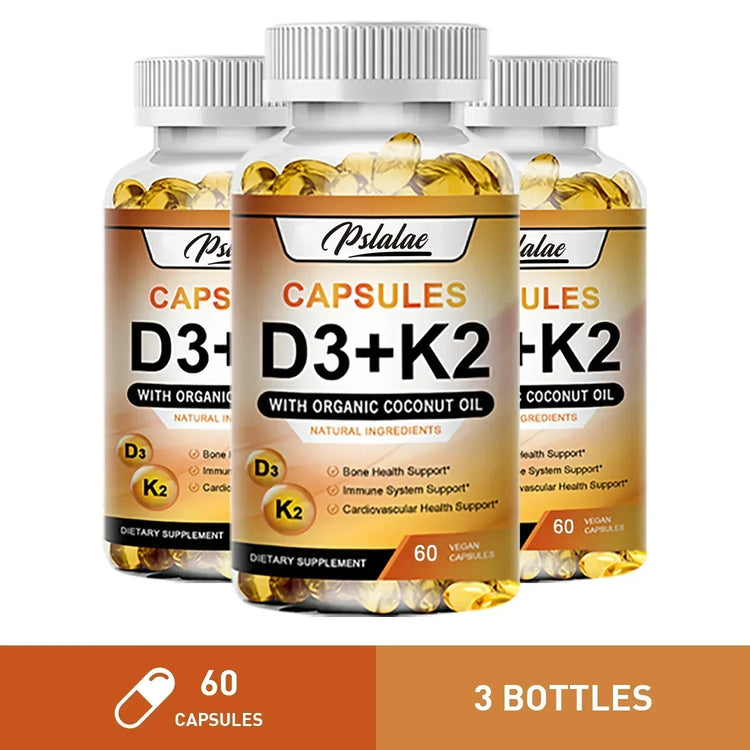 Vitamin D3 + K2 Supplement - Promotes Strong Bones, Calcium Absorption, Teeth, Heart, Cardiovascular Health