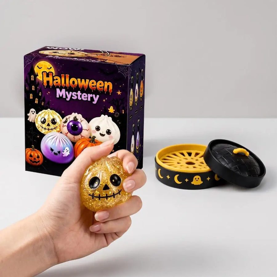 Super Soft Pinch Decompression Toy Halloween Buns Dumplings Design Funny Toys Ghost Pumpkin Maltose Creative Steamer Basket Toys