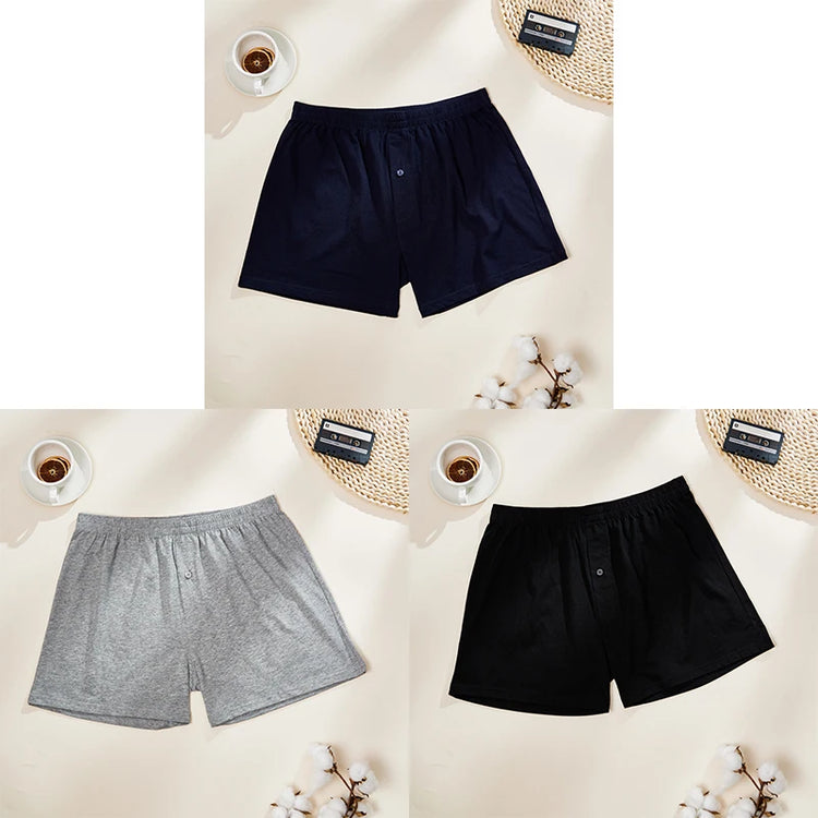 3PCS Cotton Soft Aloe Pants Breathable Comfortable Men's Underwear Home Leisure Loose Men's Panties Soft Seamless Boxer Briefs