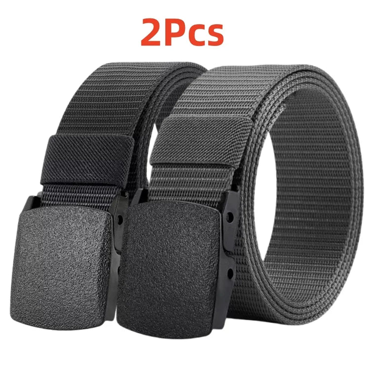 2Pcs New Automatic Buckle Nylon Belt Outdoor Hunting Multifunctional Tactical Canvas Belt High Quality Men Belt