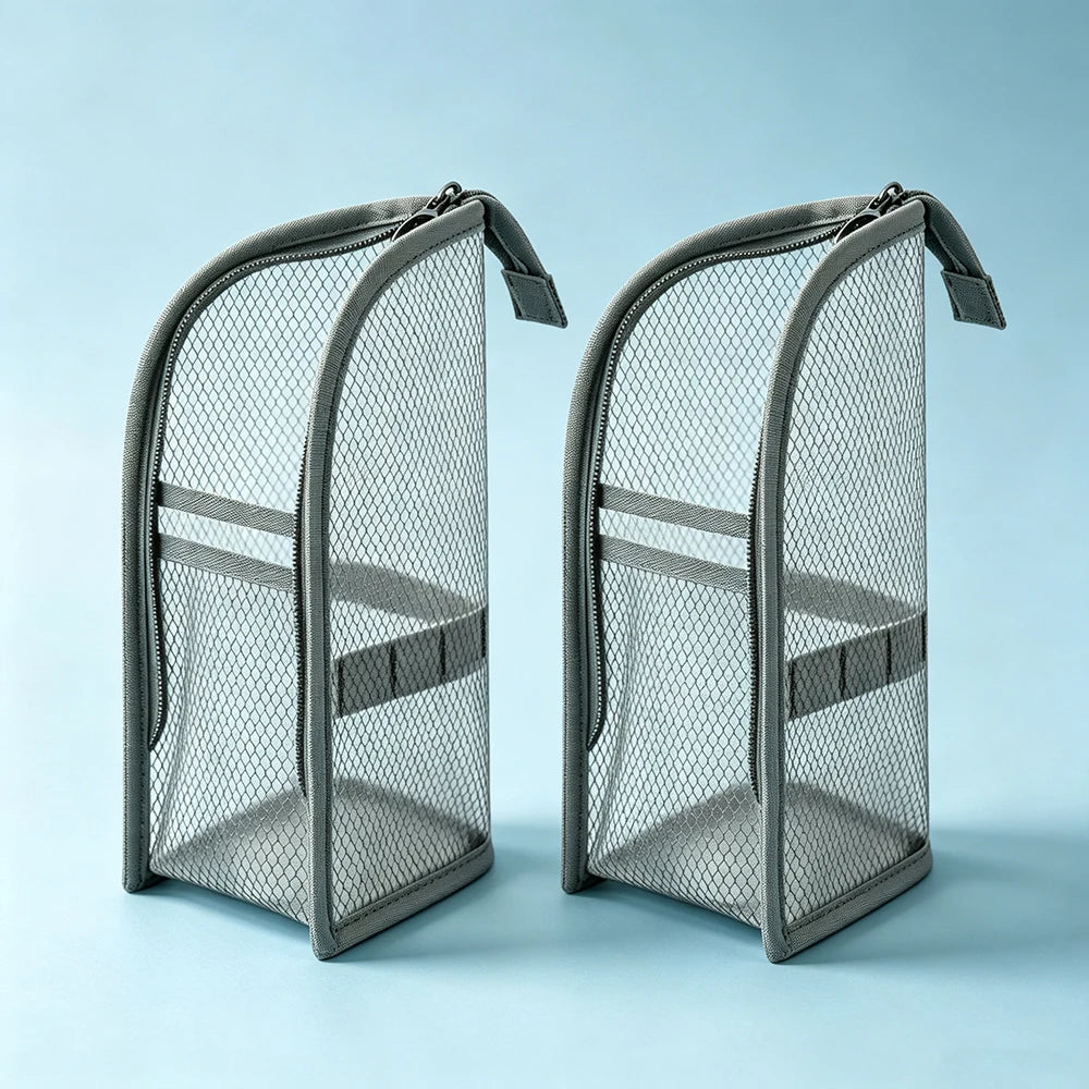 Standing Mesh Toiletry Bag Portable EVA Waterproof Travel Foldable Toothbrush Cosmetic Organizer Women Bathroom Storage Pouch