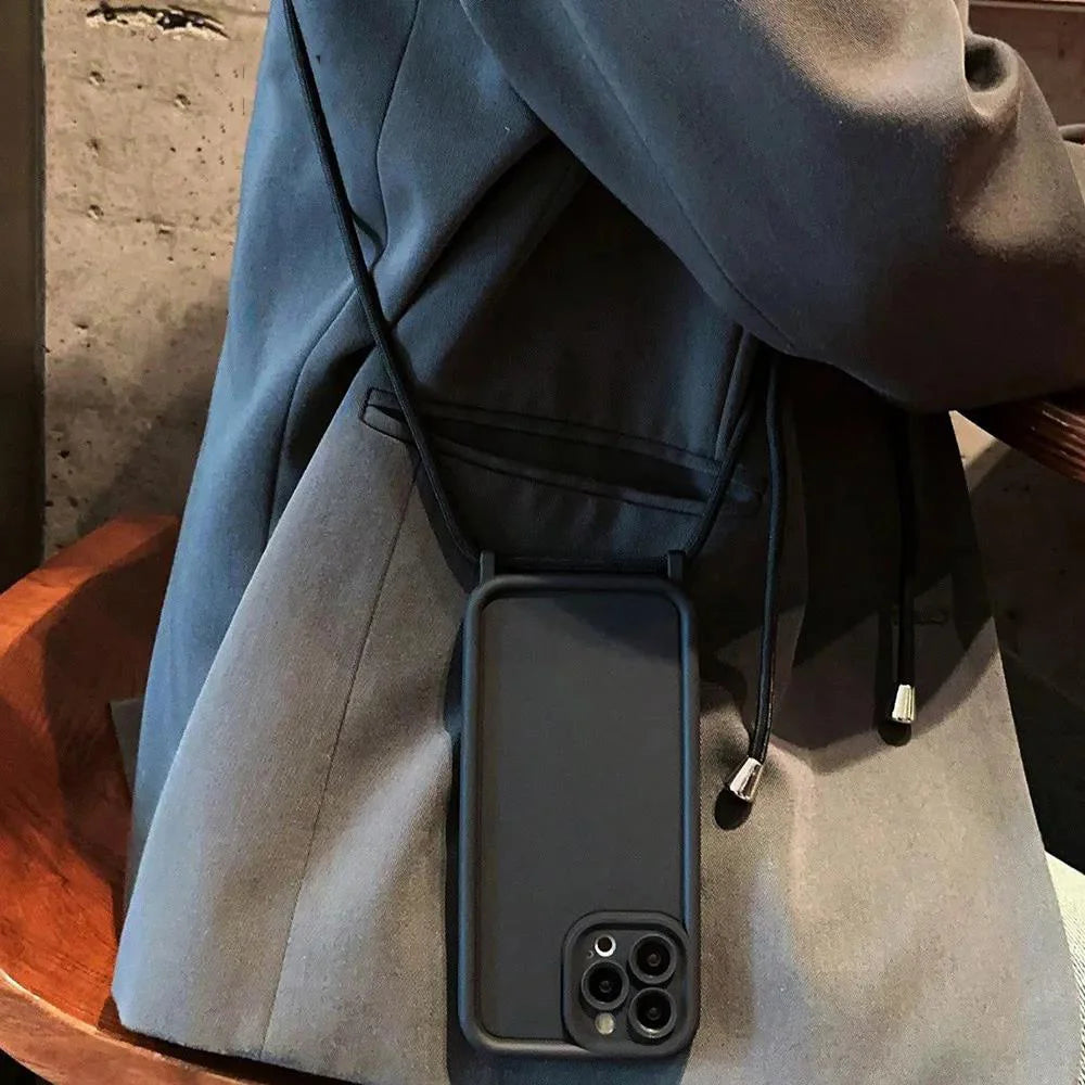 Phone Case For iPhone 11 12 13 14 15 16 17 18 Pro Max 17 Air 16E Crossbody Adjustable Lanyard Strap Rope Soft Cover