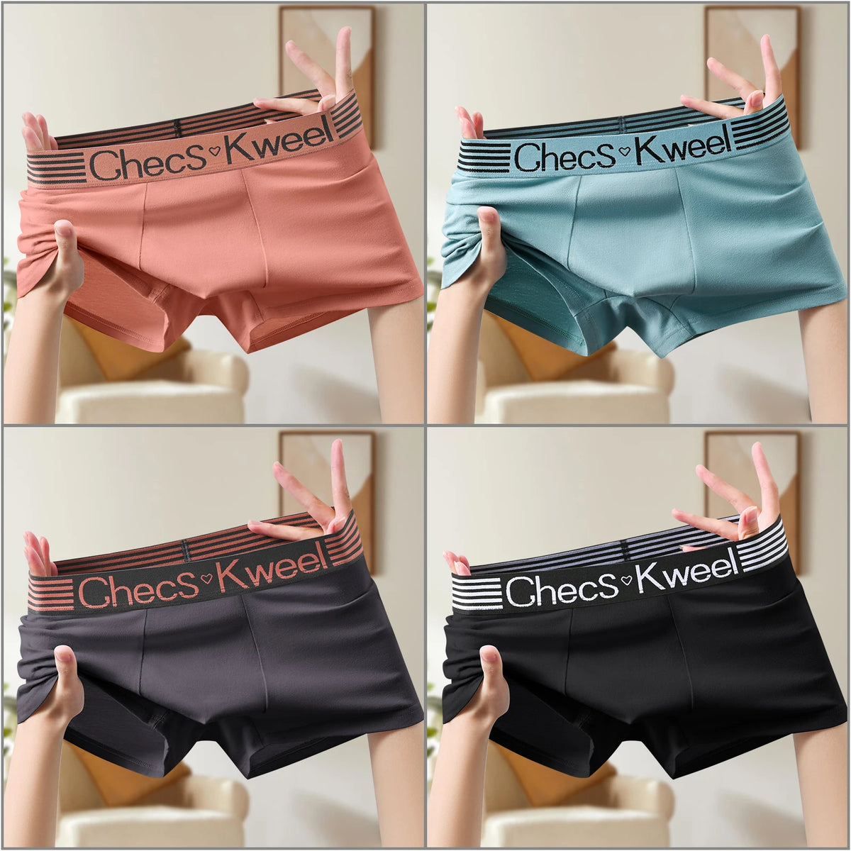 4Pcs Boxer Shorts Men's Underwear Sexy Panties Cotton Boxers Man Underpants Male Shorts Homme U Convex Lingerie Free Shipping