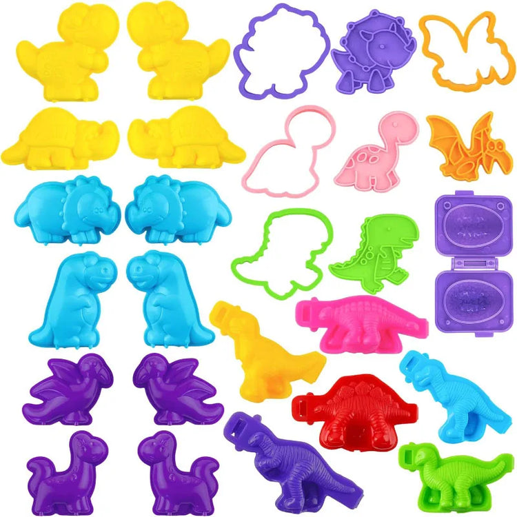Cartoon Dinosaur Play Dough Mold Plasticine Toys Accessories for Kids Toddlers 3D Plastic Shapes Cutters Clay Playdough Tools