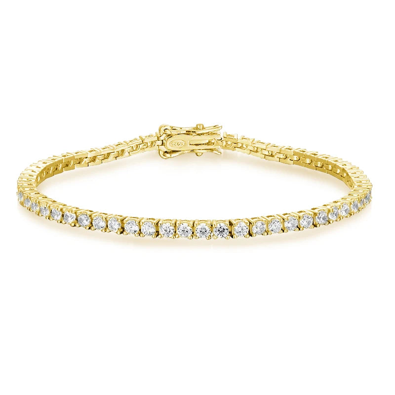 KNOBSPIN 2mm D Color Moissanite Tennis Bracelets for Woman Man Sparkling Diamonds with GRA s925 Sterling Sliver Hip Hop Bracelet