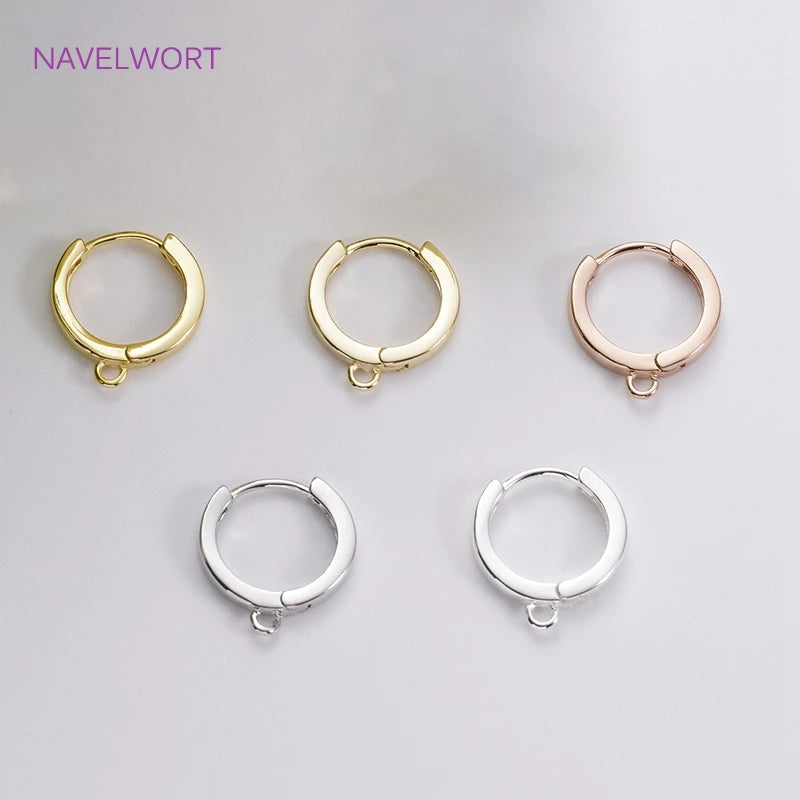 14K Gold Plated Brass Earrings Hooks Round Hoop Earrings,Earring Fixtures,Fasteners For Earrings,DIY Earring Making Accessories