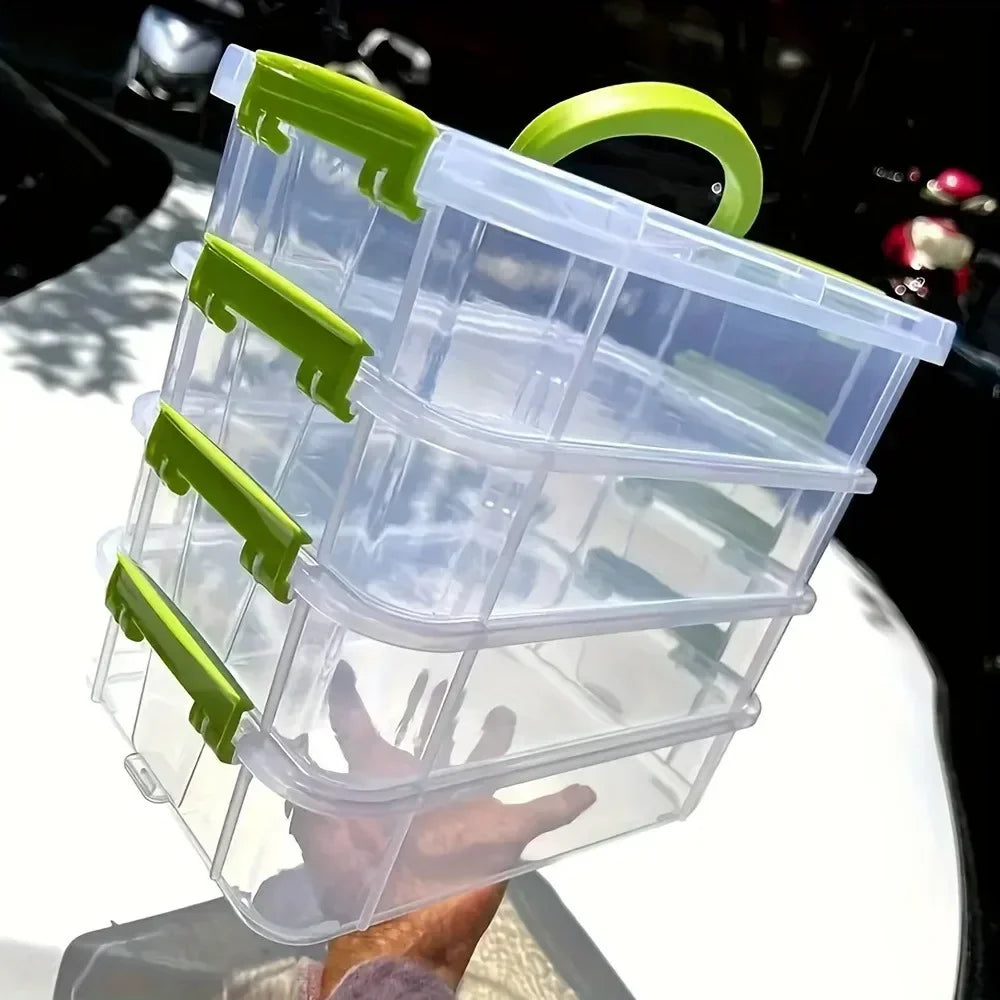 Building Blocks Storage Box Transparent Visibility Tool Classification Boxes Moisture-Proof Grid Drawer Stackable Casket