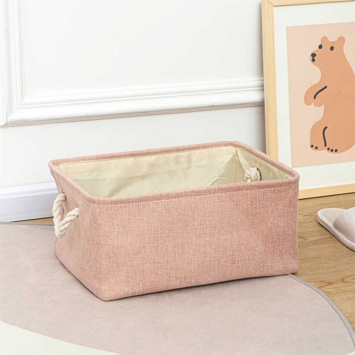 Foldable Storage Basket with Handle Rectangular Desktop Storage Box Home Supplies Underwear Socks Baby Toys Storage Bag