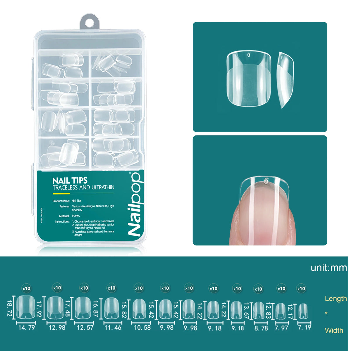 Nailpop 120pcs Acrylic Nails Fake Capsule Short Almond Coffin Square Artificial Nail Extension Soft Gel Tips Accessories Tools