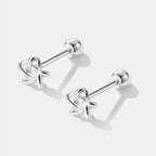 Korean 925 Silver Needle Tragus Piercing Helix Studs Earrings for Women 2Pcs Butterfly Heart Trendy Ear Piercing Body Jewelry
