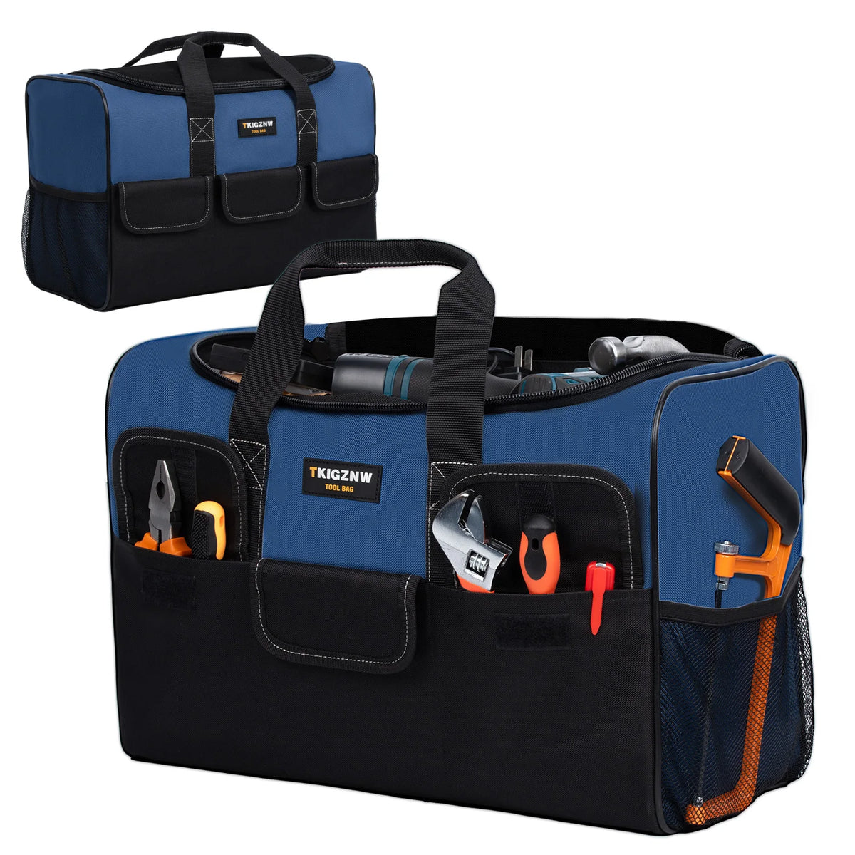 TKIGZNW T009-17 Inch Tool Bag, Large Tool Bag with 6 Exterior Pockets Electrician Tool Bag, for DIY Enthusiasts and Craftsmen