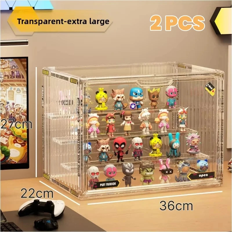 1/2/4 pcs Containerized Designs Acrylic Organizer for Collectible Figures High Definition Transparent Miniature Display Case