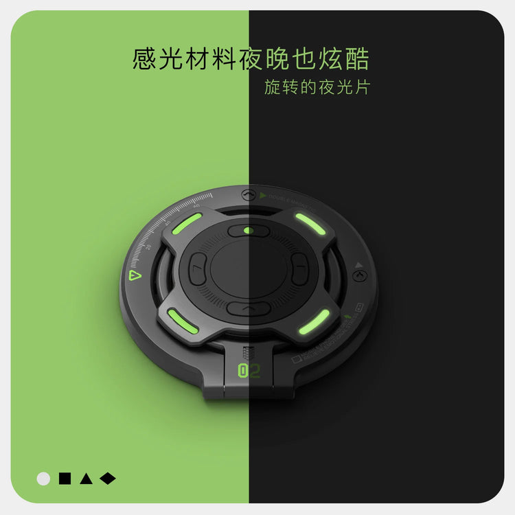 Luminous N52 Magnetic Pressure-Relief Ring Holder, Three-Fold Phone Holder, with Makeup Mirror, Suitable for Apple and Samsung