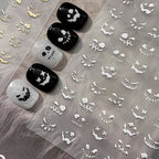 Wicked Pumpkin Expression Horror Face Dark Halloween Metallic Flat Cute Spooky Adhesive Nail Charms Art Sticker Manicure Decals