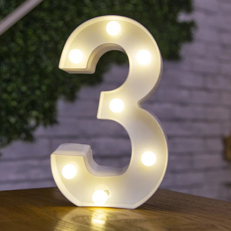 Alphabet Letter LED Nights Lights Number Lamp Decor Party Room Birthday Wall Wedding Home Decorations Personalised Ornaments