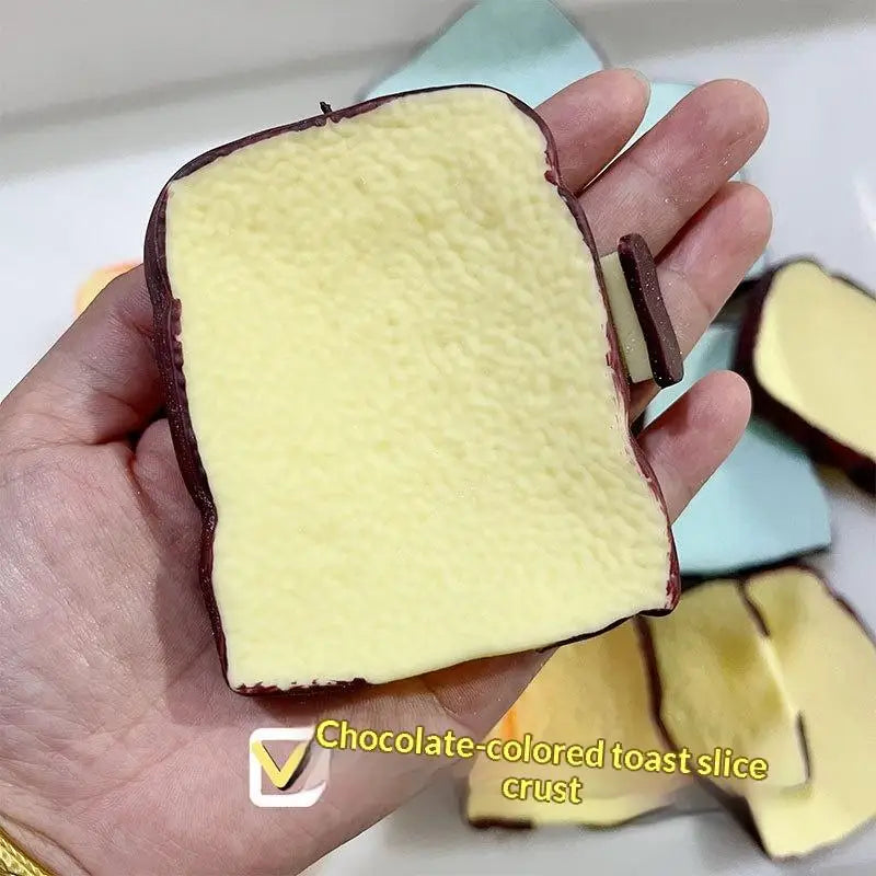 【F】Crunch Toast Slow Rise Squeeze Round Blocks Crunchy Filled Anti Stress Hand Relax Gift Toy