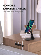 iLMH Non-magnetic Strong Cable Clips Adjustable Cord Holder, Adhesive Under Desk Mgmt Organizer, Home Office Car Wall Desktop