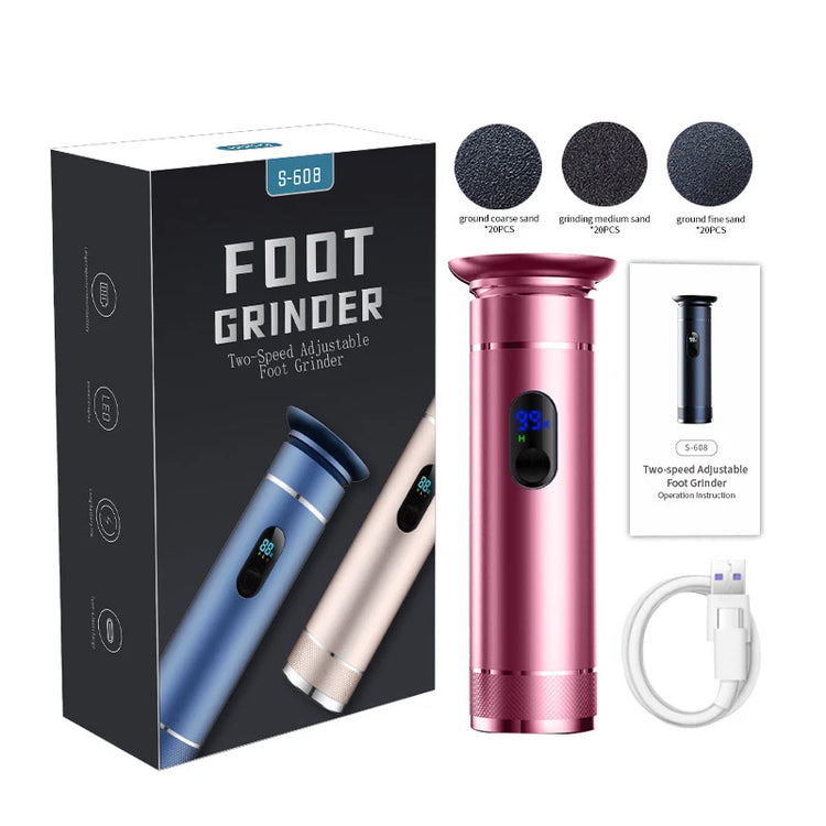 Aluminum Alloy Electric Foot Grinder Dual Power Type-C/Battery Callus & Dead Skin Remover Pedicure Tool for Smooth Feet