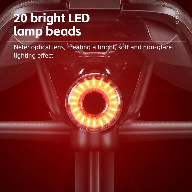 WEST BIKING Smart Bike Brake Tail Light High Brightness 5 Lighting Modes Bicycle Rear Light Long Endurance IPX6 Bike Tail Light
