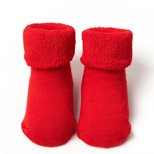 Baby Boys Girls Christmas Red Socks Spring Autumn Winter Anti Slip Cotton Soft Cartoon Floor Sock with Santa Claus Snowman Decor