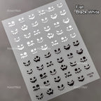 Wicked Pumpkin Expression Horror Face Dark Halloween Metallic Flat Cute Spooky Adhesive Nail Charms Art Sticker Manicure Decals