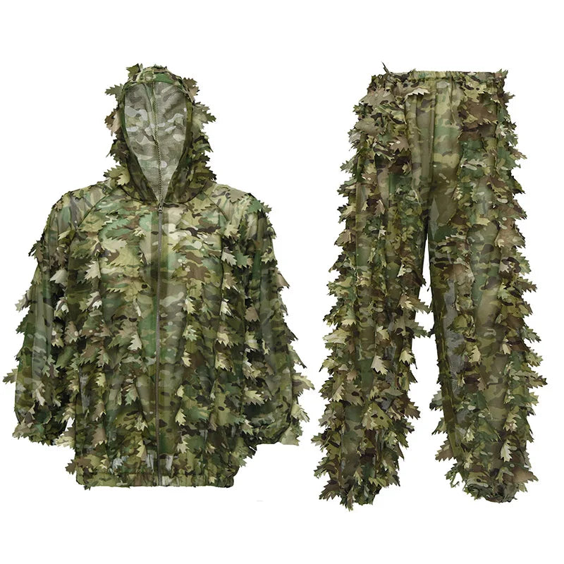 3D Leaves Camouflage Ghillie Suit Lightweight Camouflage Ghillie Woodland Camoflage Sniper Airsoft Shooting Hunting Equipment