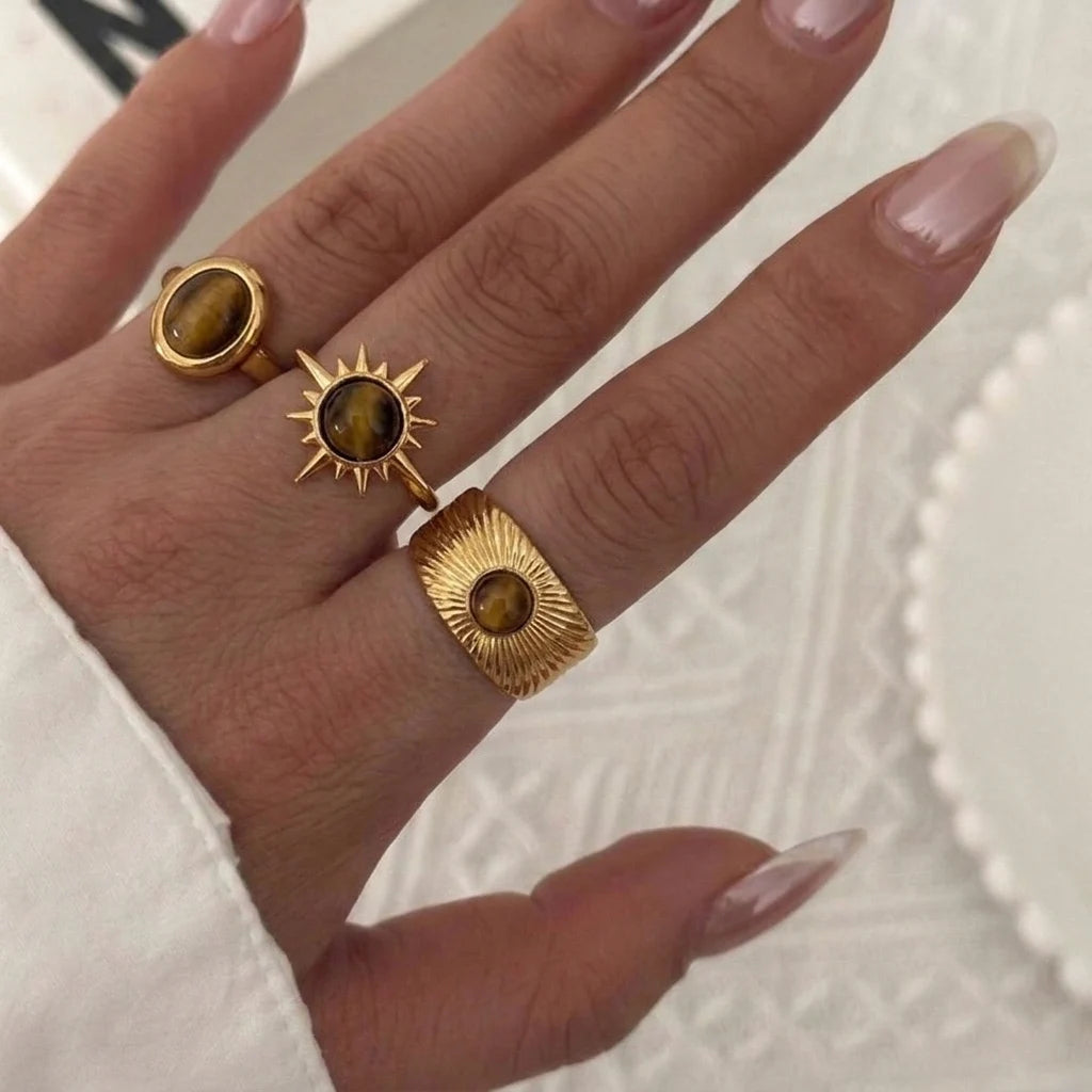 15PCS/Set Cool Oversized Smooth Abstract Lava Line Ring Set Women's Trendy Geometric Stacking Finger Ring Accessories