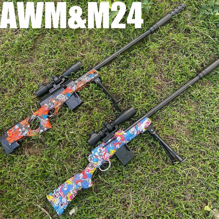 New Awm&M24 Manual Toy Gun Fires 7-8mm Gel Balls, Safe Outdoor Toy for Boys, New Year Gift