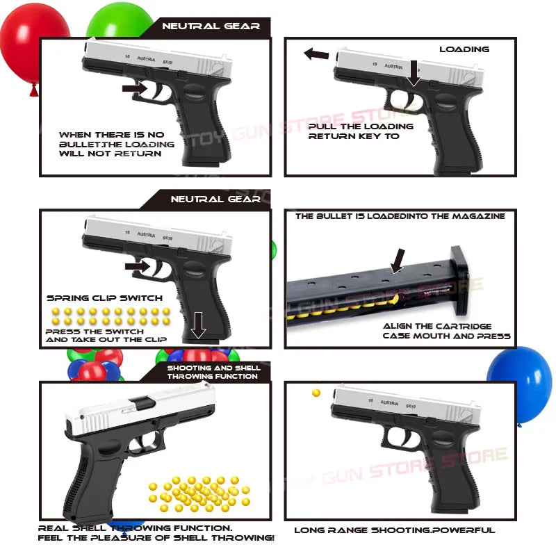 2025. toy gun G18. Hand loaded soft bullet toy air gun CS outdoor shooting game Adult toy gun