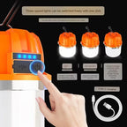 LED Camping Lantern USB Rechargeable Portable Lamp Bulb Flashlight with Power Display Emergency Light for Outdoors Fishing