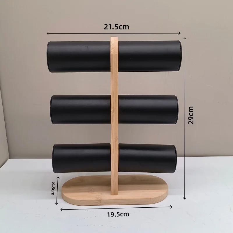 1-3 Tier Wooden High-end Jewelry Display Rack Ring Storage Tray Necklace Bracelet Display Props Jewelry Display Tools
