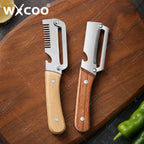 Kitchen Peeler with Wooden Handle for Peeling and Slicing Fruits and Vegetables Stainless Steel Vegetable Peeler Kitchen Tool