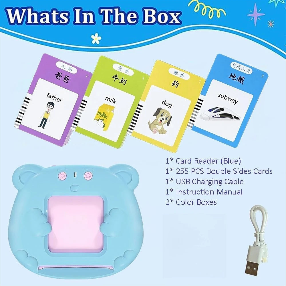 Cantonese Mandarin English Talking Flash Cards, Trilingual Learning Flashcard Toys for Toddlers, 510 Sight Words, Birthday Gift