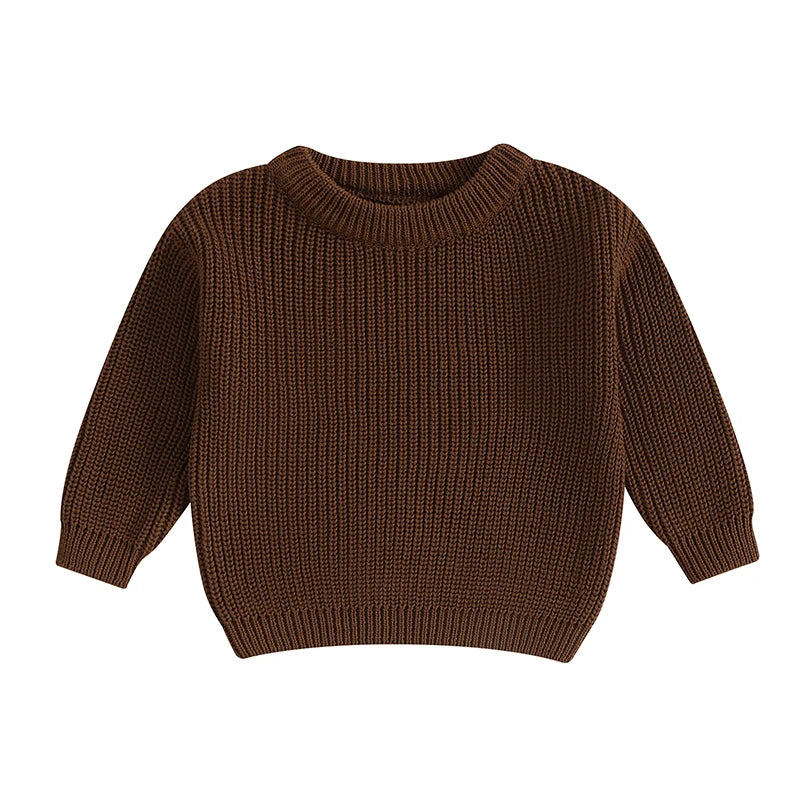 Autumn Baby Girls Boys Sweaters Coat Kids Knitting Pullovers Tops Baby Boys Girls Solid Color Basic Cotton Long Sleeve Sweater