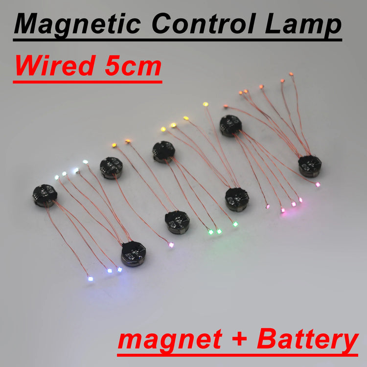 Wired 5cm Magnetic Control Lamp Led Magnetron Light Model +magnet + Battery Diy Car Toys Lighting Diorama Materials Gunda Robots