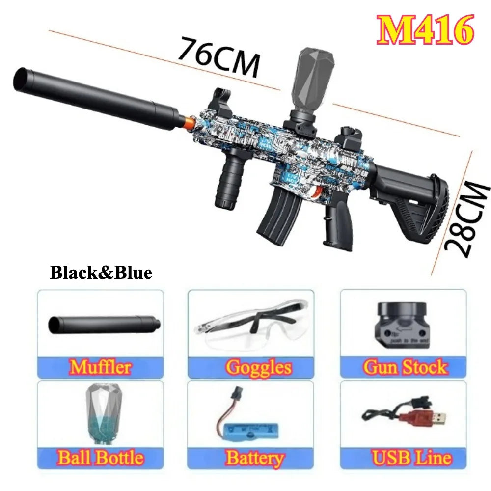 Electric Ball Blaster Toy Gun M416/AK Shooting Sport Game Outdoor High Speed Rechargeable Outdoor Game Perfect Gift for Boys