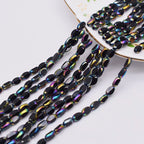4x7mm 50pcs/lot Briolette Oval Glass Beads Plating Gold Color Crystal Glass Loose Spacer Beads For Beads for Jewelry Making DIY