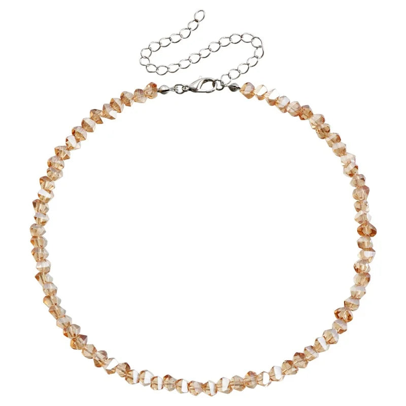 Transparent Crystal Irregular Beaded Choker Necklace for Women Korean Collarbone Clavicle Chain on the Neck Collar Jewelry
