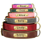 Customized PU Leather Nameplate Dog Collar Soft Padded Dogs Collars Free Engraving Name for Small Medium Large Dogs Adjustable